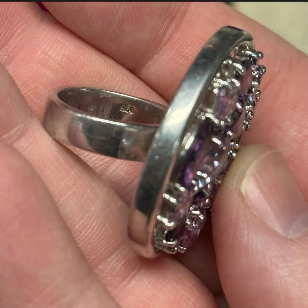 Sterling Silver Purple Statement Shield Ring Size… - image 8